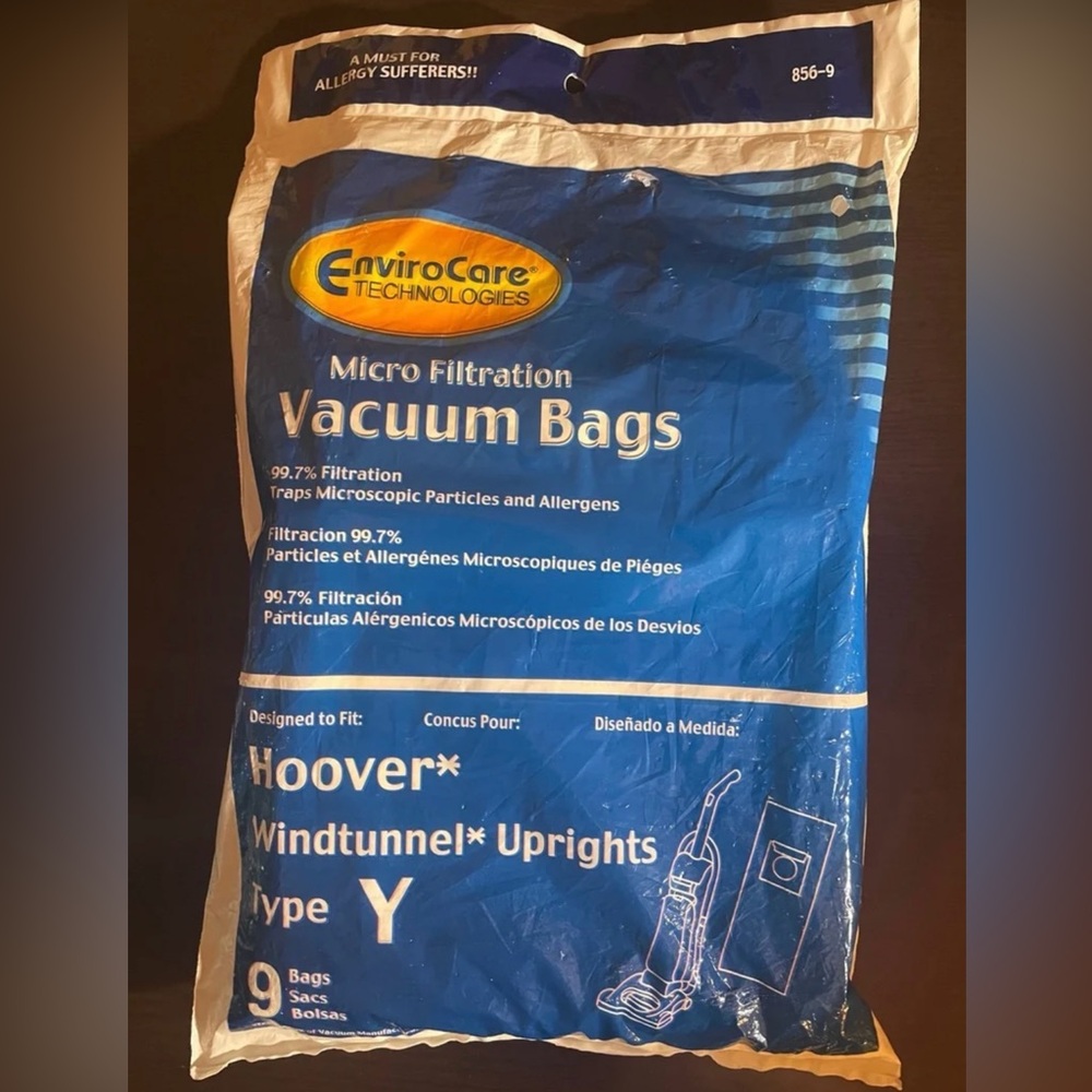 Envirocare Micro Filtration Vacuum Bags Hoover Type Y 856-9 /9 Bags NEW Open Bag